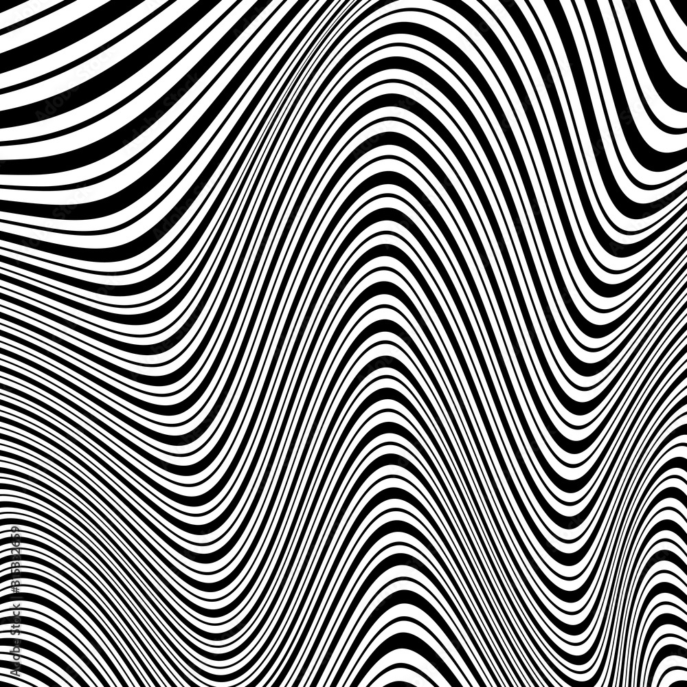 Aufkleber Abstract modern stripped wavy pattern backdrop. Optical illusion background.