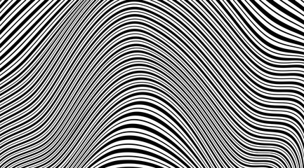 Abstract modern stripped wavy pattern backdrop. Optical illusion background.