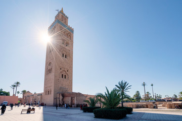 Obraz premium Mosque from 12th century in old town of Marrakech, Morocco