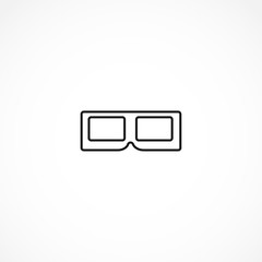 3d movie glasses icon on white background