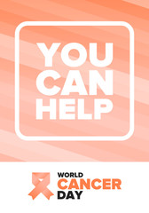 World Cancer Day. Celebrate annual in February 4. Prevention and protection. Awareness campaign. Medical healthcare concept. Poster with ribbon. Banner and background. Vector illustration