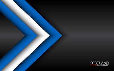 Modern vector overlayed arrows with Scotch colors and grey free space for your text, overlayed sheets of paper in the look of the Scotch flag, Made in Scotland, abstract widescreen background