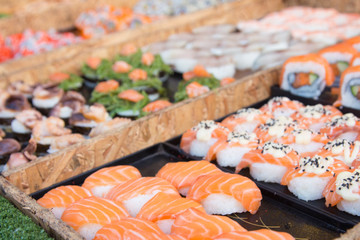 Japanese cuisine. Sushi background