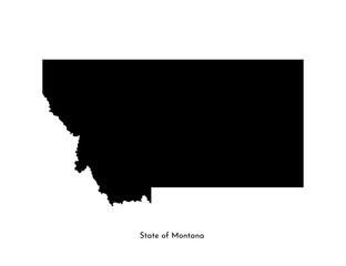 Vector isolated simplified illustration icon with black map's silhouette of State of Montana (USA). White background