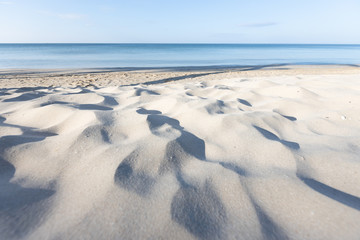Background Sandy beach and sea In the morning Asia Thailand.