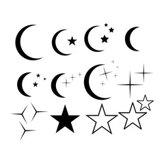 Moon star icon vector on white background
