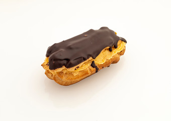 Chocolate covered cake and cream filling