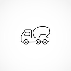 Concrete mixer truck icon on white background