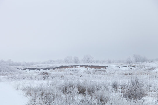 Beautiful winter landscape in russian province