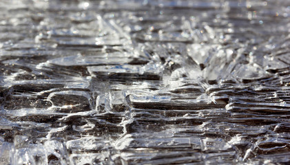 Ice. The frozen water. Winter background.