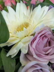 bright colorful flowers in a bouquet close up