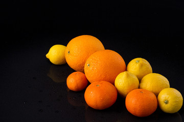 Citrus family in focus. Shock dose of vitamin C. Diet concept.