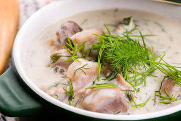 turkish traditional tripe soup; iskembe corbasi and offal soup