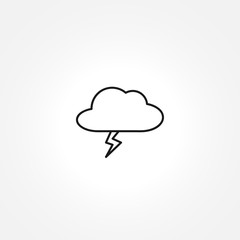 Lightning in the cloud icon on white background