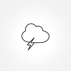 Lightning in the cloud icon on white background