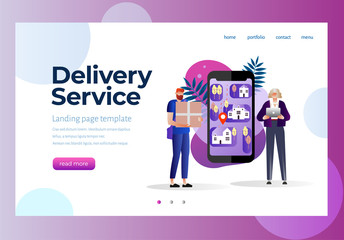 Online delivery service concept, online order tracking, young women, the package arrived