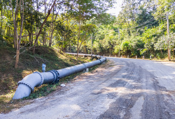 Large water pipe along the local road.