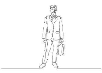 Fototapeta na wymiar Continuous single drawn one line lawyer with briefcase