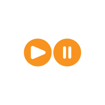 play & pause colorful flat icon on white background