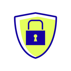 Shield padlock, secure icon vector