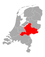 Karte von Gelderland in Niederlande