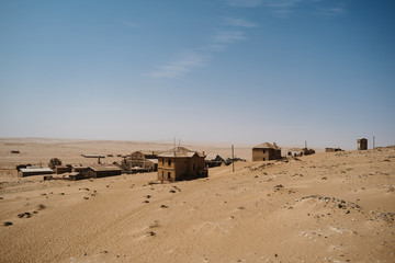 wideangle view of ghost town of Kolmanskop Luderitz in Namibia