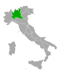 Fototapeta na wymiar Karte von Lombardei in Italien