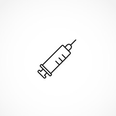 Syringe, injection vector icon on white background
