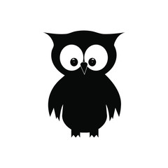 Black silhouette of an owl.Vector logo. Owl icon.