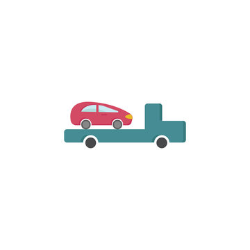 tow truck flat icon on white background