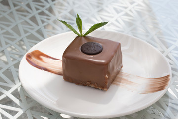 chocolate cake with whipped cream