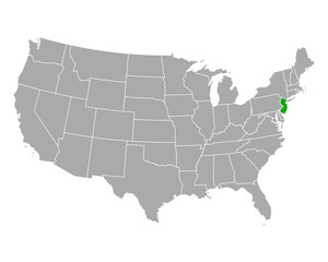 Fototapeta na wymiar Karte von New Jersey in USA