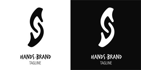 Handshake vectorial logo. Abstract minimal hands holding with Letter S Concept