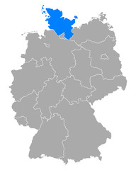 Karte von Schleswig-Holstein in Deutschland