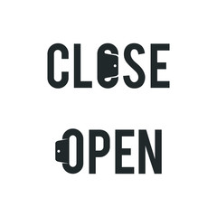 Open icon, close icon.  word close and open logo template