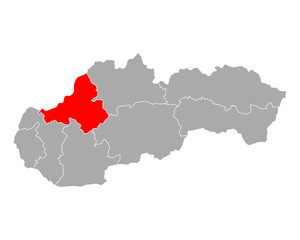Naklejka premium Karte von Trenciansky kraj in Slowakei