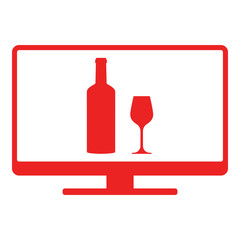 Weinglas und Monitor