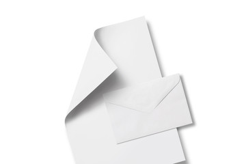 Blank letterhead and envelope isolated on white background