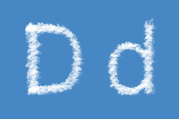 Fototapeta premium Letter D from real clouds shapes. Cloud alphabet.