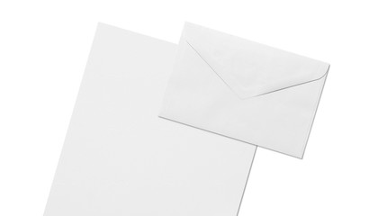 Blank letterhead, letter and notes isolated on white