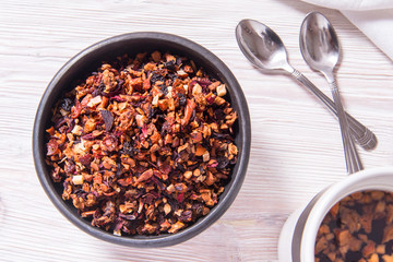 Вried fruit tea in winter season on wooden table