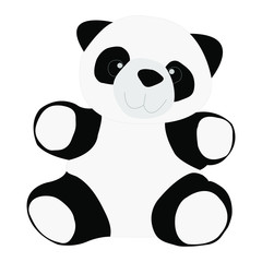 Cartoon panda bare isolated white background. Smile.