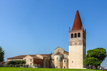 Fototapeta na wymiar San Bonifacio, Italy. View of catholic church (Abbazia di Villanova dedicata a San Pietro) in San Bonifacio.