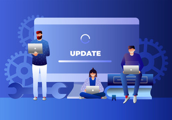 System update vector illustration concept, people update operation system