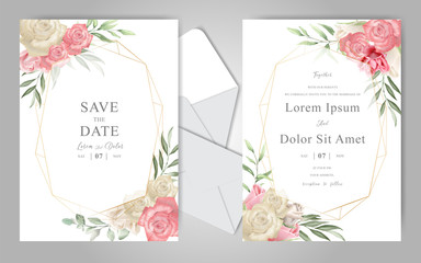 Romantic Wedding Stationary with  Beautiful  Watercolor Roses