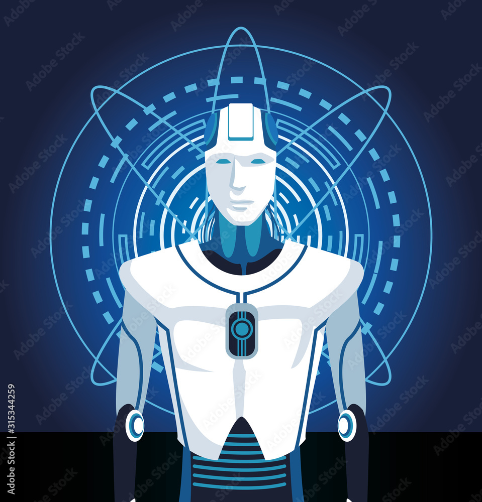 Poster artificial intelligence technology cyborg machine robot