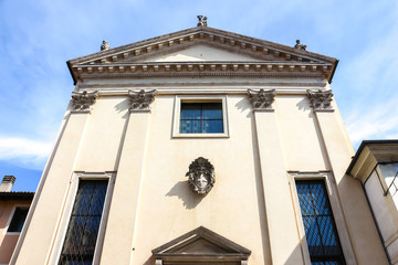 Fototapeta na wymiar Vicenza, Italy. Facade of catholic church (Chiesa di San Giuliano) in Vicenza.