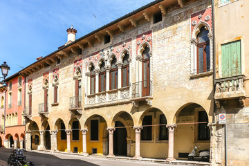 Vicenza, Italy. Beautiful streets of Vicenza in sunny day.