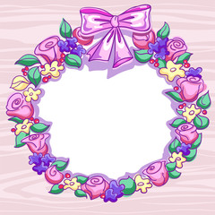 Flower frame for greeting text in sketch style.