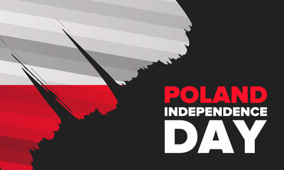 Independence Day in Poland. National happy holiday, celebrated annual in November 11. Polish flag. Patriotic elements. Poster, card, banner and background. Vector illustration